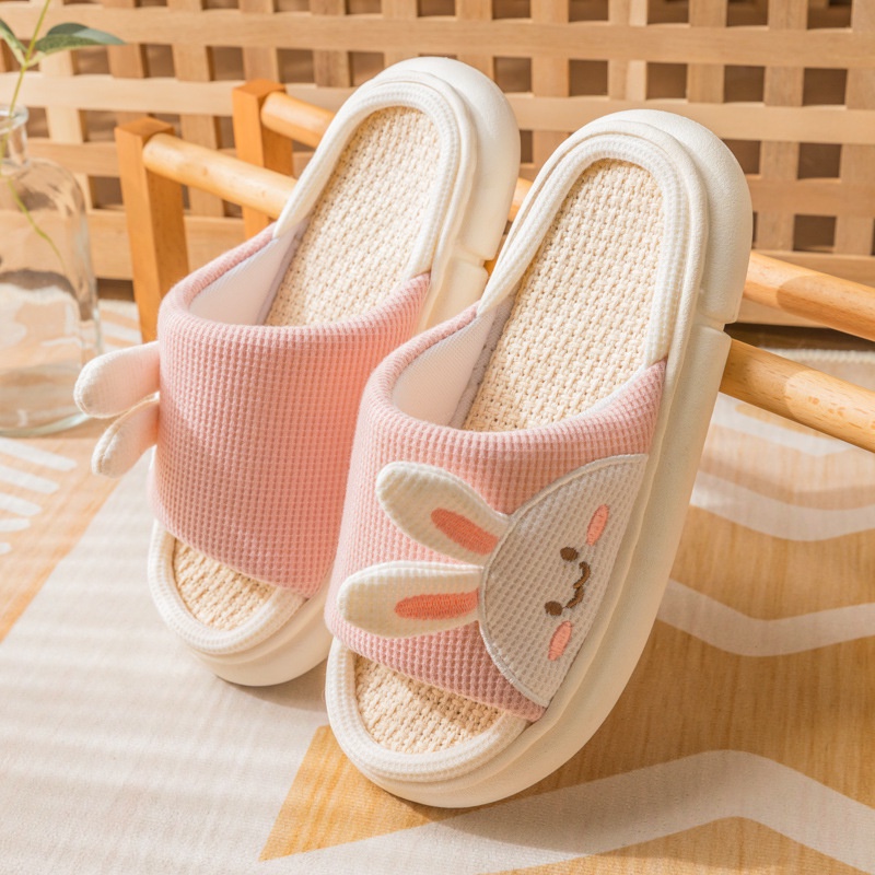 Dép Vải Lanh Chống Trượt Họa Tiết Hoạt Hình Dễ Thương Cho Nữ