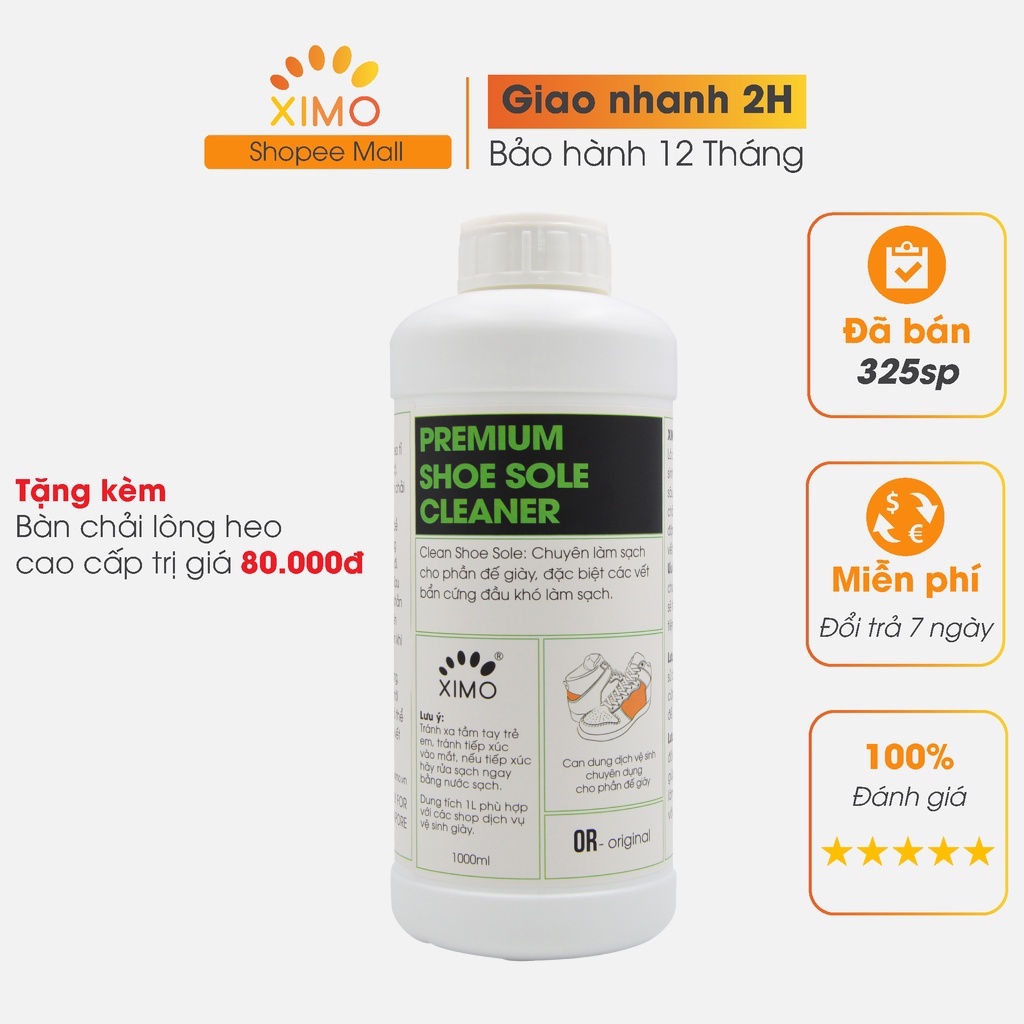 Can dung dịch vệ sinh đế giày XIMO Premium Shoe Sole Cleaner phù hợp cho các đại lý - 1000ml