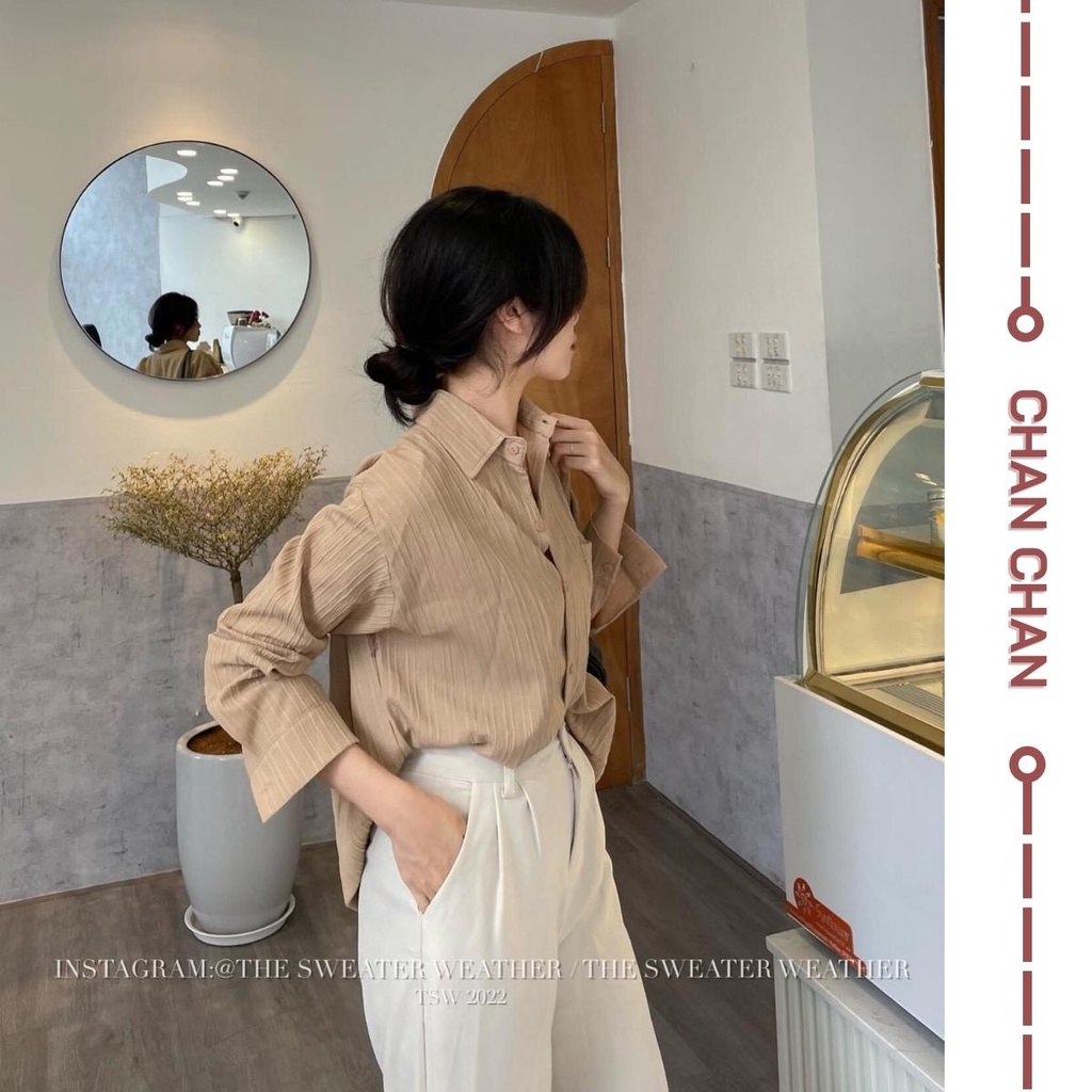 Áo Sơ Mi Dài Tay Vải Đũi Gân Nhiều Màu Xinh