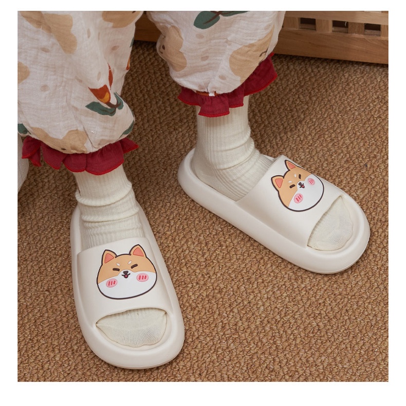 Dép mùa hè dép mang trong nhà dễ thương hình Chó Shiba ngộ nghĩnh, Dép chống trơn trượt Chó Shiba chibi dễ thương