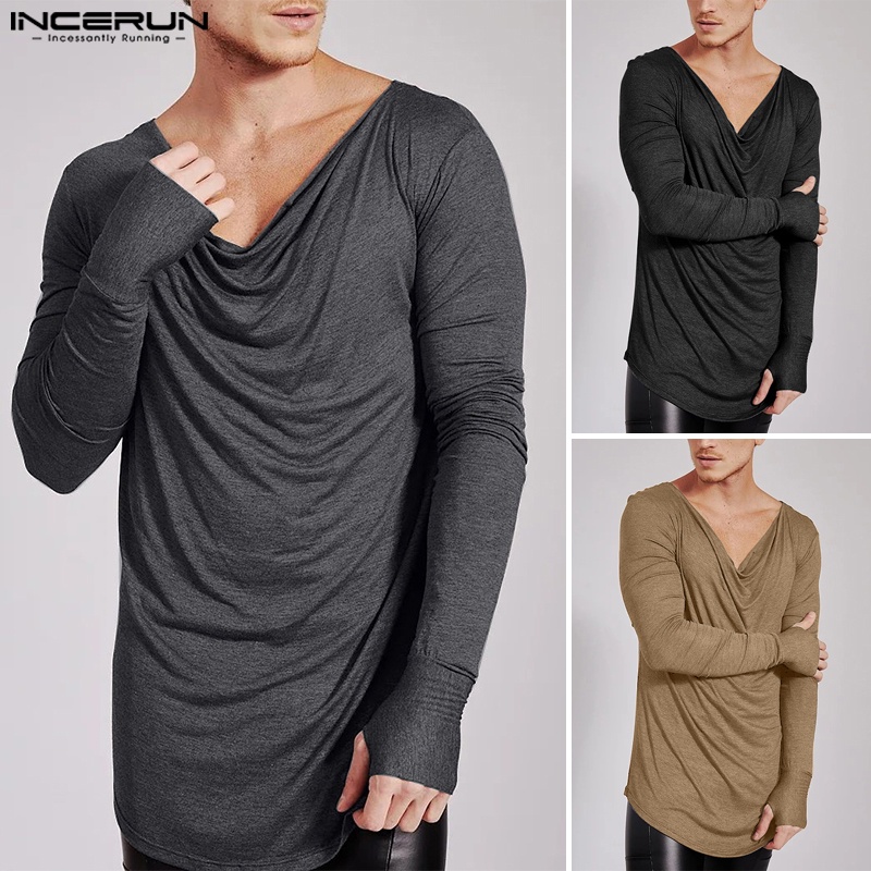 Áo sơ mi INCERUN tay dài dáng ôm phong cách cổ điển thời trang mùa thu cho nam