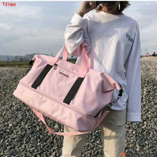 Túi xách du lịch cỡ đại vải bố Kích thước 60 x 37cm có thể mở rộng khóa đáy để tăng chiều cao