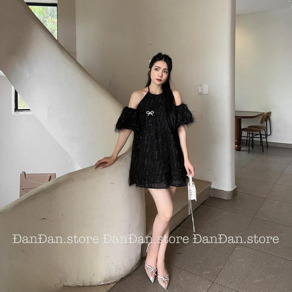 Đầm váy nữ babydoll lông vũ đính kèm phụ kiện siêu xinh dành cho các nàng