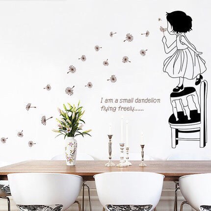 Decal dán tường Bé thổi hoa bồ công anh
