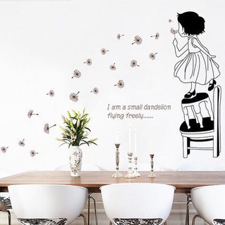 Decal dán tường Bé thổi hoa bồ công anh