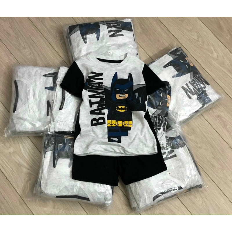Bộ cộc tay cotton cho bé trai in hình Batman size từ 12-24 cân