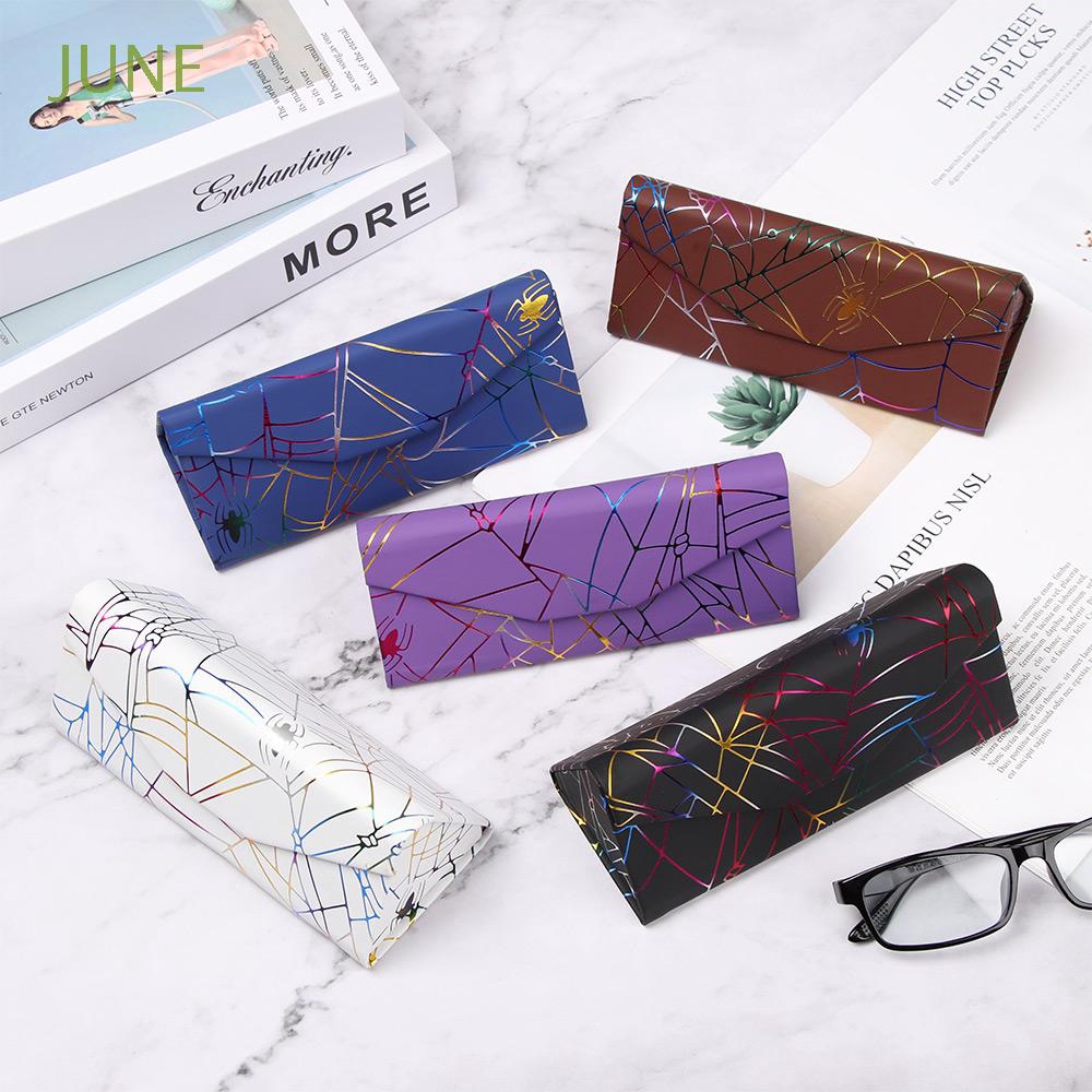 JUNE Travel Office Waterproof Folding Spider Pattern Portable Triangle Glasses Box