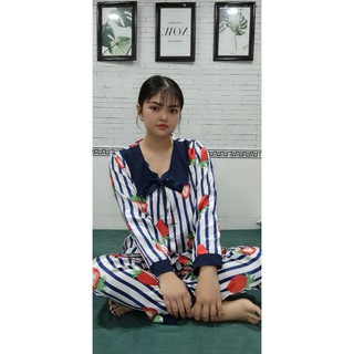 ĐỒ BỘ PIJAMA PHI LỤA DÀI TAY DÂU DƯỚI 58 ký