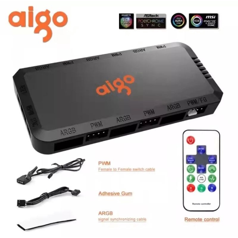 Bộ hub điều khiển fan pwm + led Aigo (hỗ trợ đồng bộ main)
