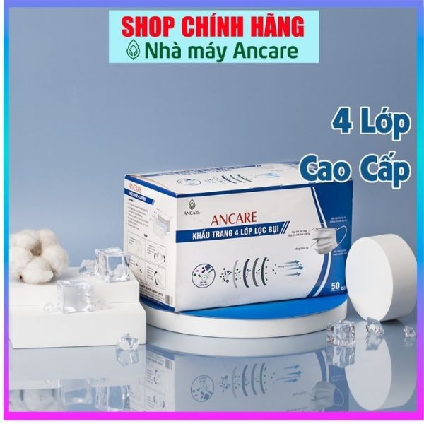 [ HỘP 50 CÁI KHẨU TRANG 4 LỚP ] Chính Hãng ANCARE khẩu trang 4 lớp chống bụi và vi khuẩn