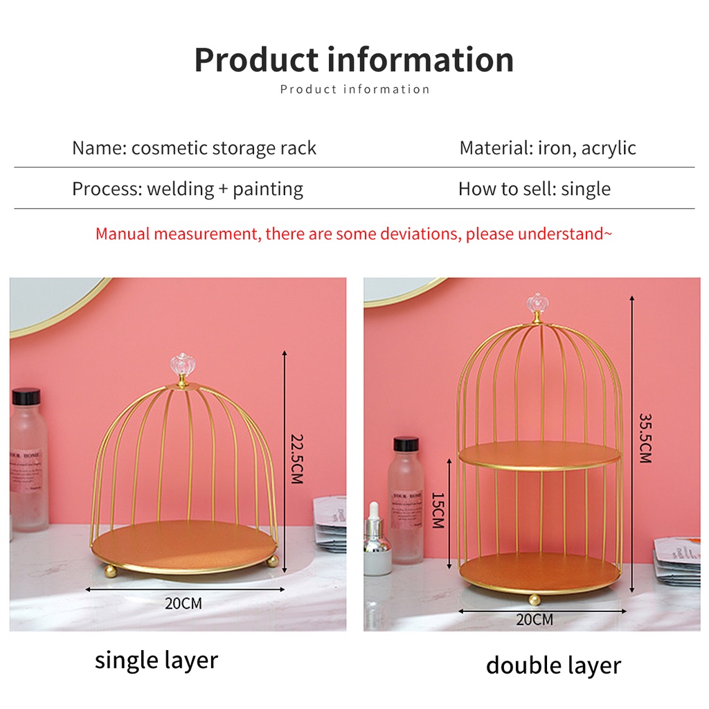 Giá đựng đồ/ mỹ phẩm JUJIAJIA bằng kim loại thiết kế lồng chim sang trọng cho phòng tắm tùy chọn kiểu dáng