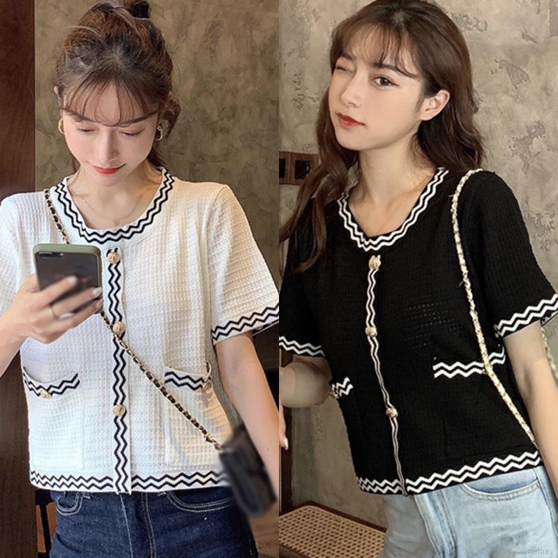 Áo Len Tay Ngắn Thời Trang Thanh Lịch Phong Cách Hàn Quốc Dành Cho Nữ | BigBuy360 - bigbuy360.vn