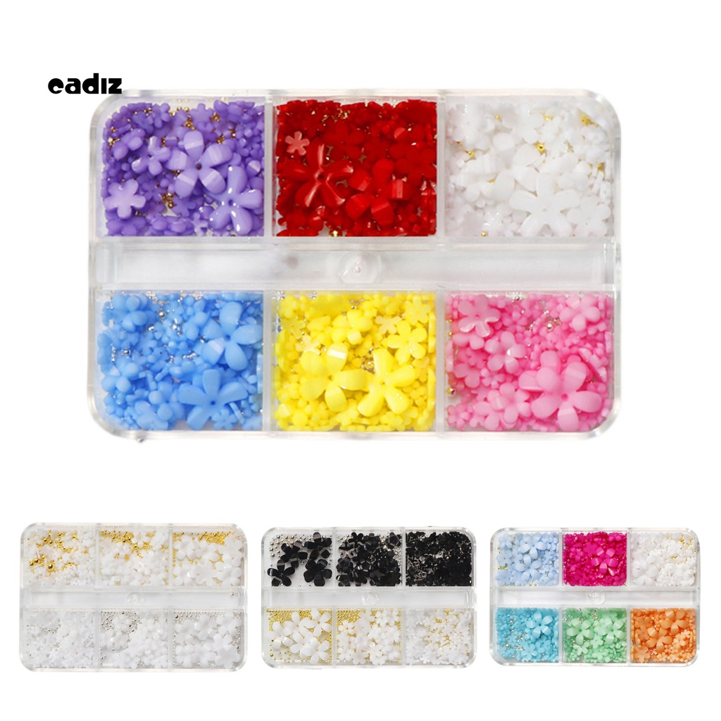 Phụ Kiện Trang Trí Móng Tay Hình Bông Hoa Bằng Nhựa Nhiều Màu Xinh Xắn DIY