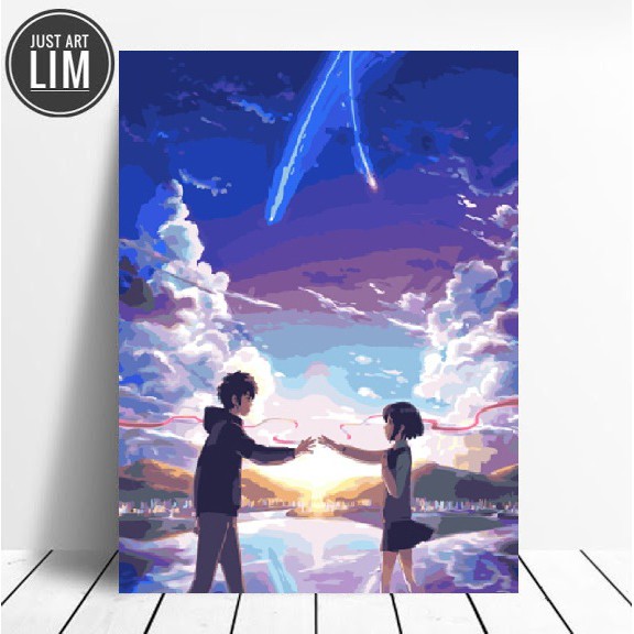 Tranh sơn dầu số hoá có khung LIM Art- Tranh tô màu theo số  Your name T708