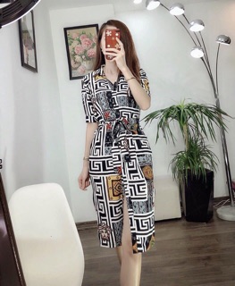 Đầm sơ mi nhiều hoạ tiết(2 túi sườn)