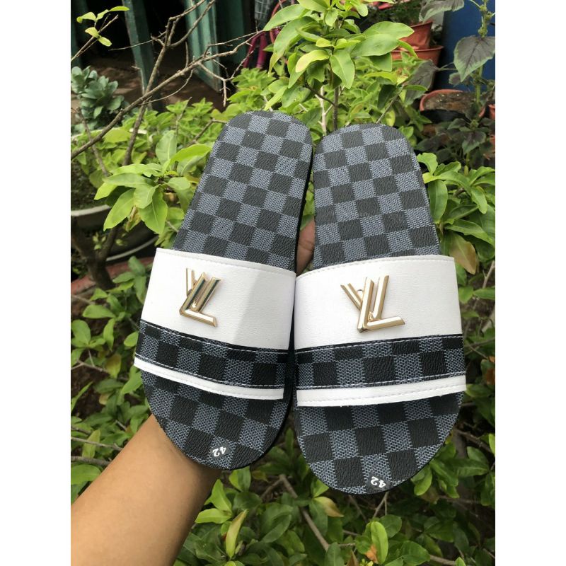 Sandal bản ngang sọc caro