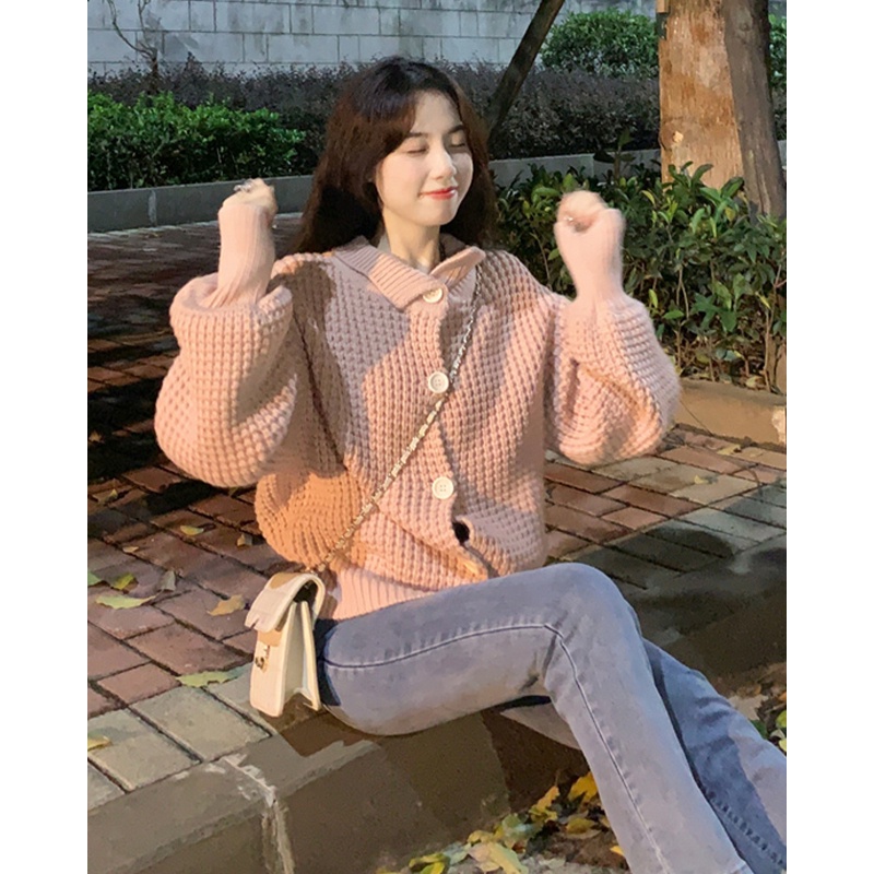 【ZHELIHANGFEI】Áo Khoác Cardigan Dệt Kim Tay Dài Thời Trang Cho Nữ