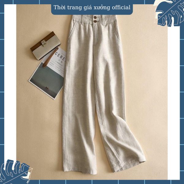 Quần sớ đũi ống rộng cạp cao 2 khuy thời trang Phương Thúy