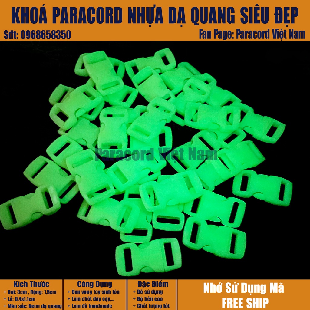 Khóa paracord nhựa dạ quang siêu đẹp