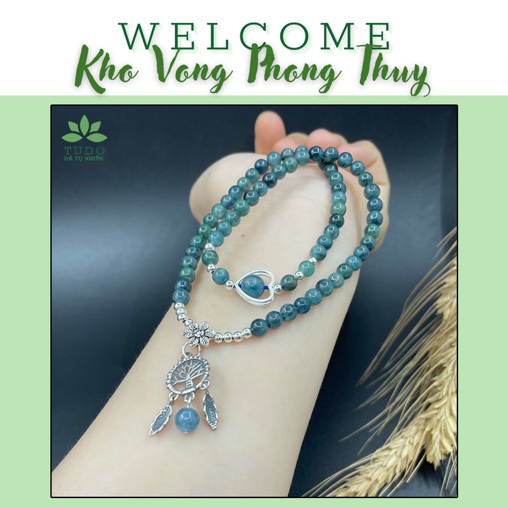Vòng Tay Nữ phong thủy TUDO - Vòng charm bạc 925 dreamcatcher, trái tim, tourmaline xanh cho nữ mệnh Mộc Hỏa