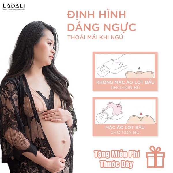 Áo lót bà bầu cho con bú cotton thông hơi không gọng không mút pha ren cao cấp thoáng mát hàng thiết kế Ladali