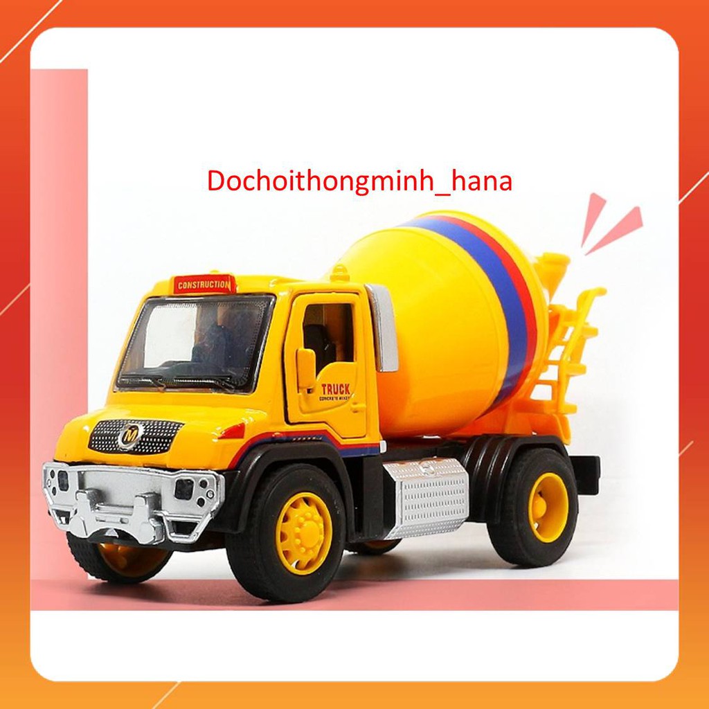 Xe Sắt Công Trình  [ LẺ= SỈ ]  3 mẫu: Bồn,ben,múc, có đèn,âm thanh,mở cửa,kéo thả để chạy,vừa cầm tay,bé rất thích