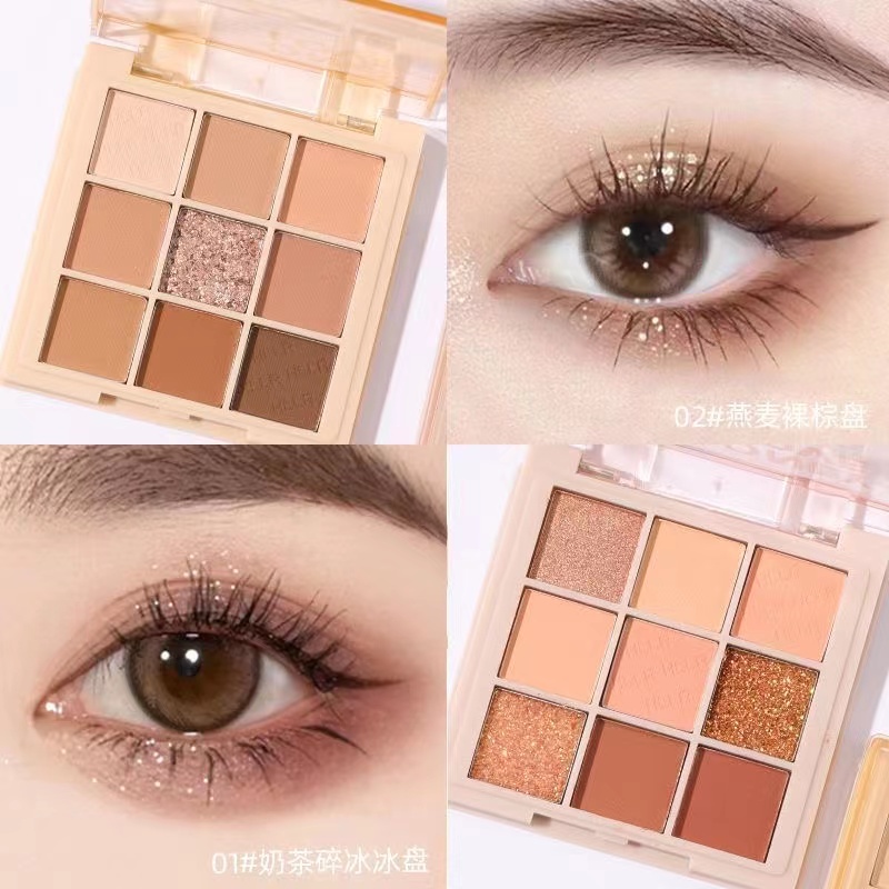 Hllr Bảng Phấn Mắt Chín Màu Lì Khoai Tây Nghiền Trong Suốt Phong Cách Mới