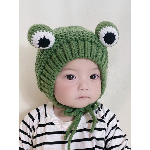 Mũ Len Cho Bé Từ 3-6 Tháng Tuổi Phong Cách Hàn Quốc Tạo Hình Ếch Xanh