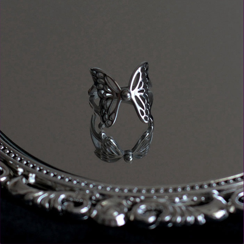 Tmdbyx Nhẫn đeo tay kim loại hình bướm màu sắc vintage cho nữ