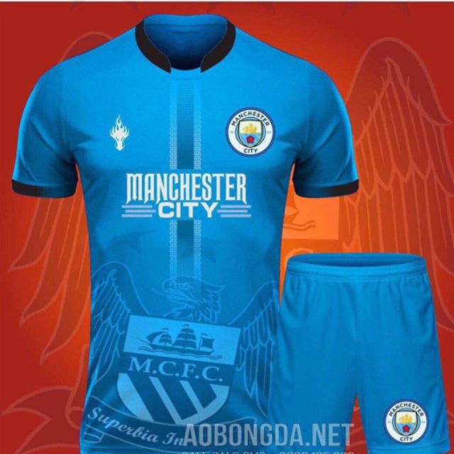 Bộ quần áo đá bóng  Man CiTy mẫu mới nhất 2019(cao cấp ) tặng tất thể thao