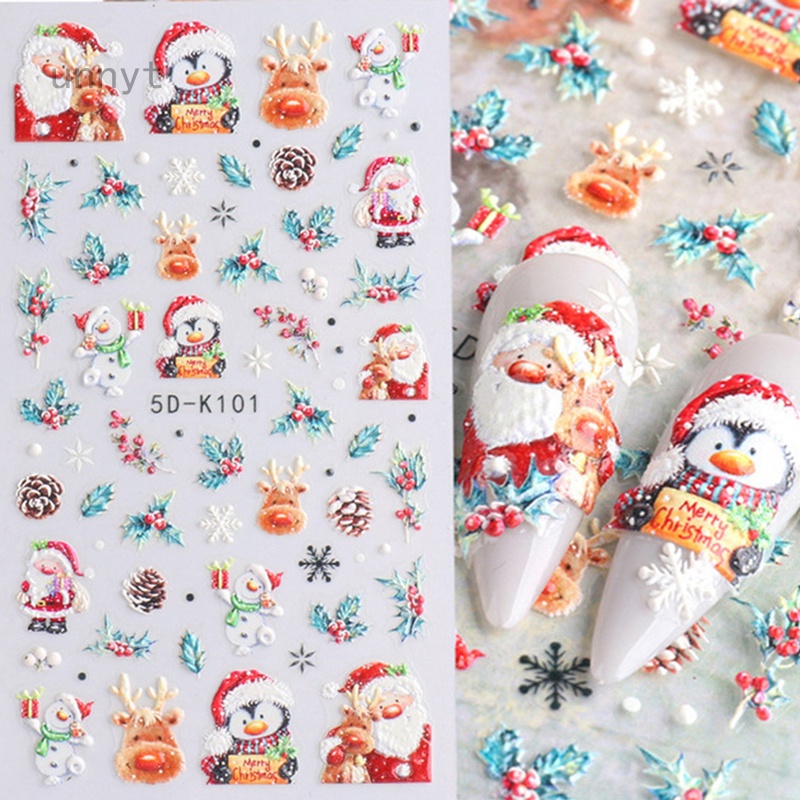 Miếng Dán Trang Trí Móng Tay Họa Tiết Giáng Sinh Bắt Mắt