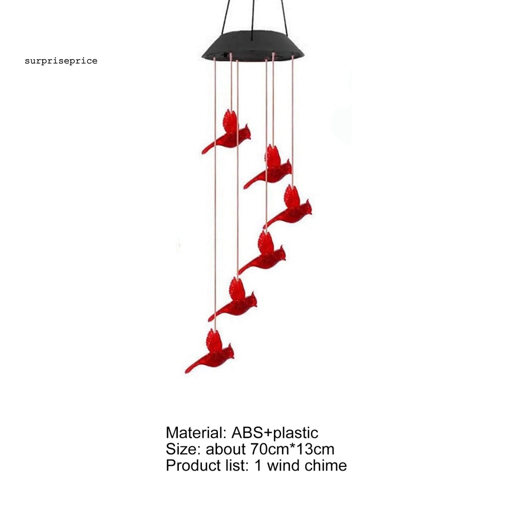 Chuông Gió Có Đèn LED Năng Lượng Mặt Trời Hình Chú Chim Độc Đáo Trang Trí Nhà Cửa / SPA