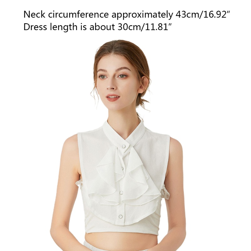 Cổ Áo Sơ Mi Giả Nhún Bèo Màu Trắng Phong Cách Gothic Thời Trang Cho Nữ