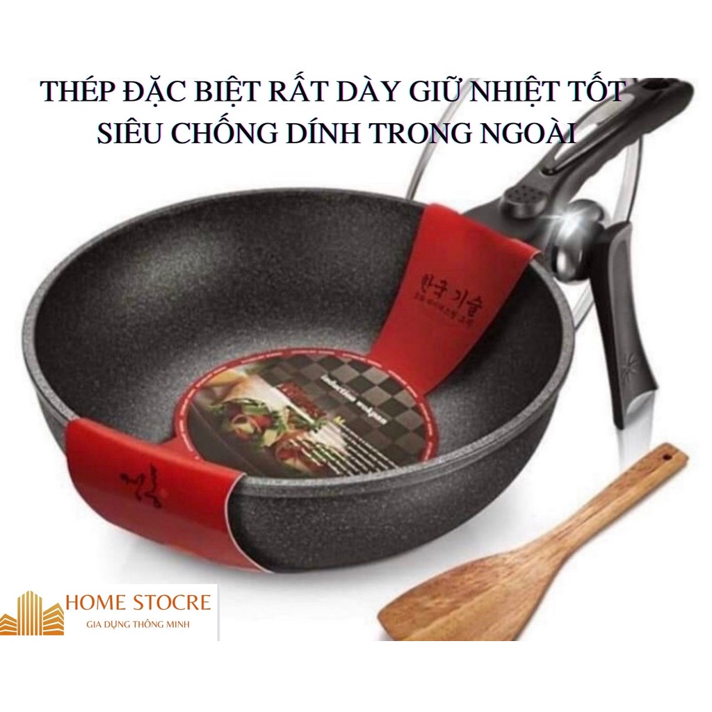 Chảo Chống Dính sâu lòng dùng được Bếp Từ Hàn Quốc - có nắp đậy