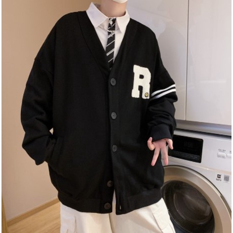 Áo khoác ngoài nam form rộng Áo cardigan nam khoác ngoài form rộng vải nỉ thời trang học sinh hàn quốc