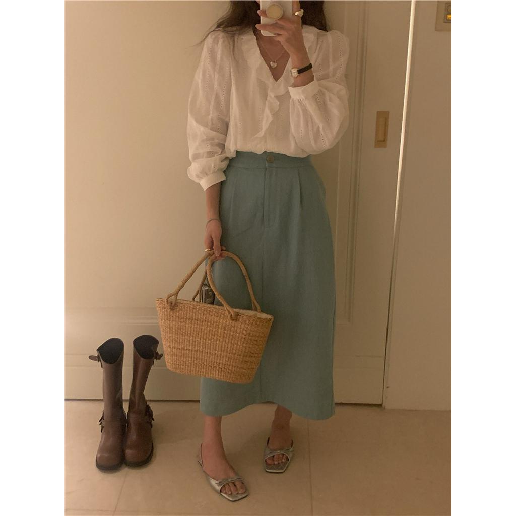 Áo Sơ Mi Dài Tay Thêu Ren Lỗ Phong Cách Hàn Quốc Sành Điệu 62765