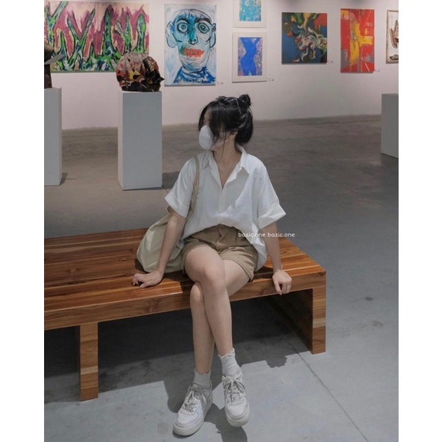 A.M CHUBBY Áo sơ mi khuy lưng sau che dáng gọn xinh Ms250