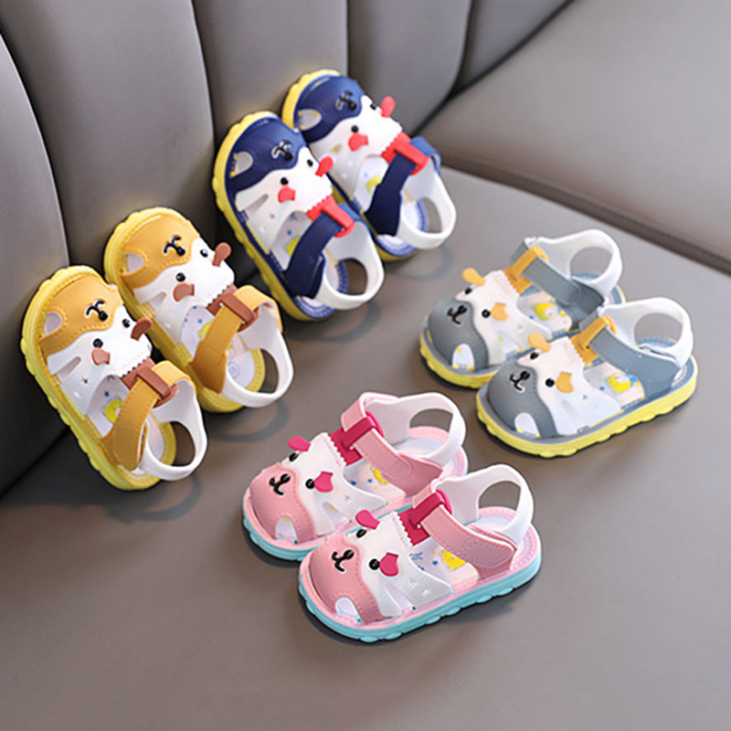 Giày sandal đế mềm chống trượt thoáng khí thiết kế quai dán thời trang thường ngày cho bé