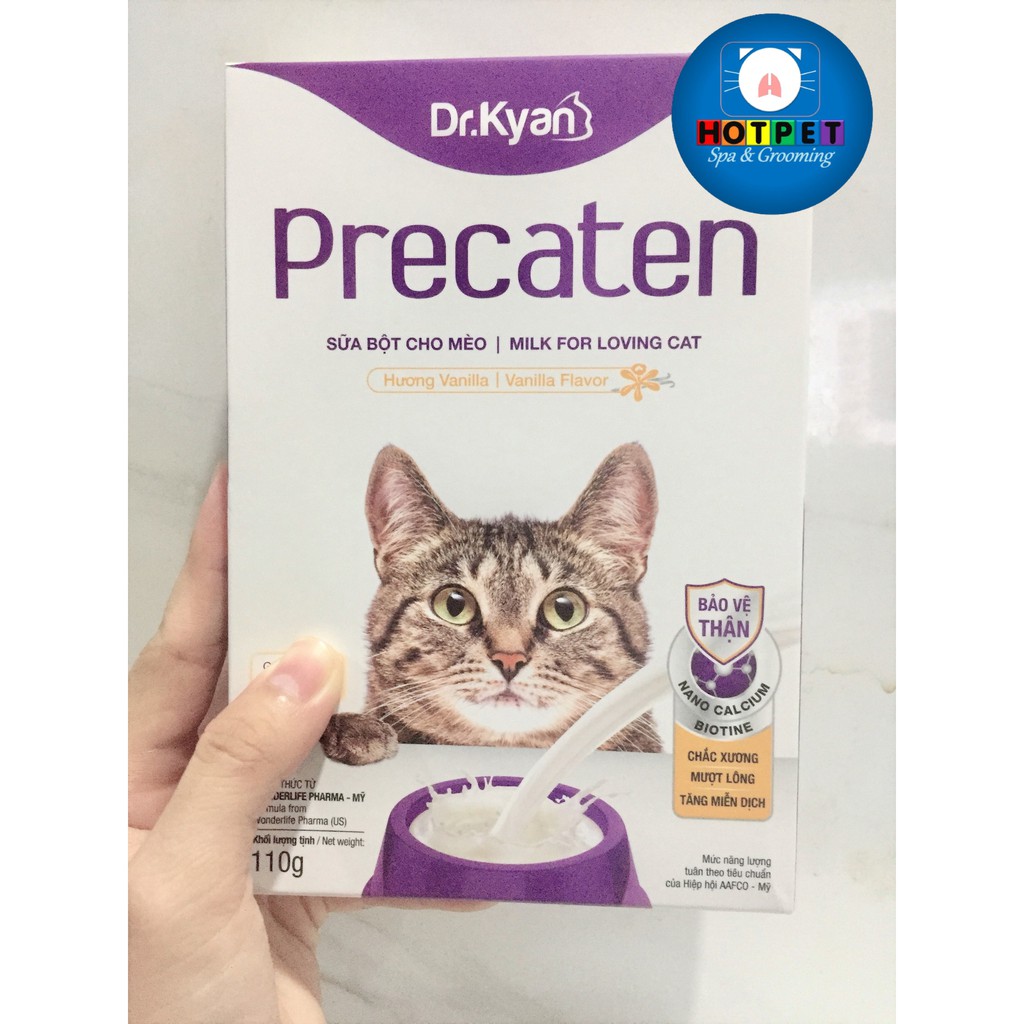 Sữa bột Dr.Kyan PRECATEN - Sữa Bột Cao Cấp Cho Mèo (Dùng cho mọi lứa tuổi) - Hộp giấy 110g và thiếc 400g