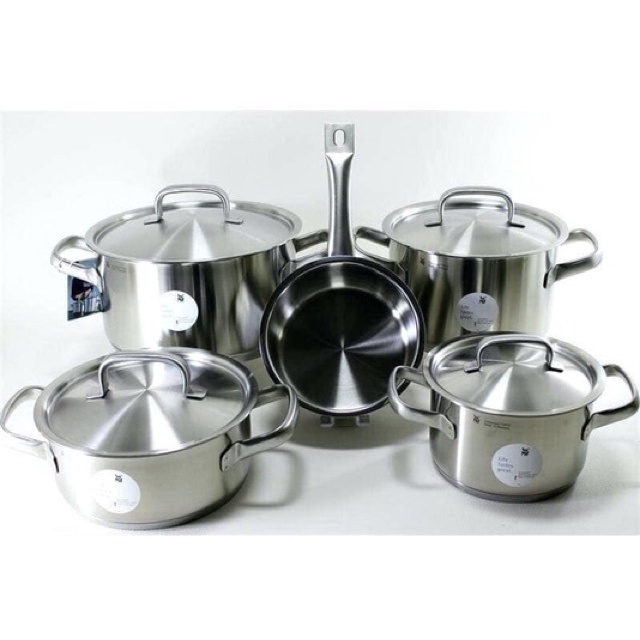 Bộ nồi WMF Gourmet Plus 5 món gồm 4 nồi 1 quánh, chất liệu thép không gỉ cao cấp [Made in Germany]