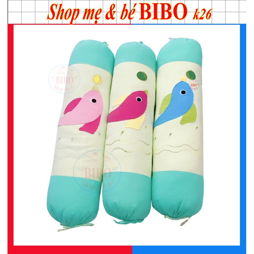 Gối ôm trẻ em dài 70cm, gối cotton mềm mại thoáng mát, họa tiết trên gối đắp hình cá đáng yêu