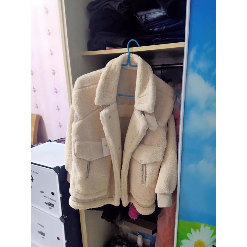 Áo khoác da pha lông form rộng - Hàng order