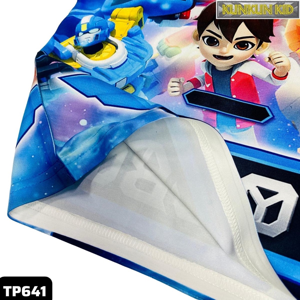 Quần áo trẻ em KunKun Kid TP641 in 3d cộc tay hình người máy tobot size đại từ 10-40kg thun lạnh cao cấp