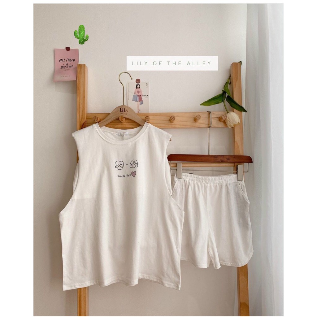 Set bộ nữ đùi ba lổ tank top kèm áo quây quần đùi rộng cá tính - PC