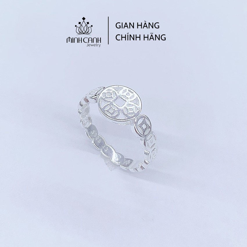 Nhẫn Bạc Kim Tiền Mặt Tròn Trơn Thương Hiệu Minh Canh Jewelry