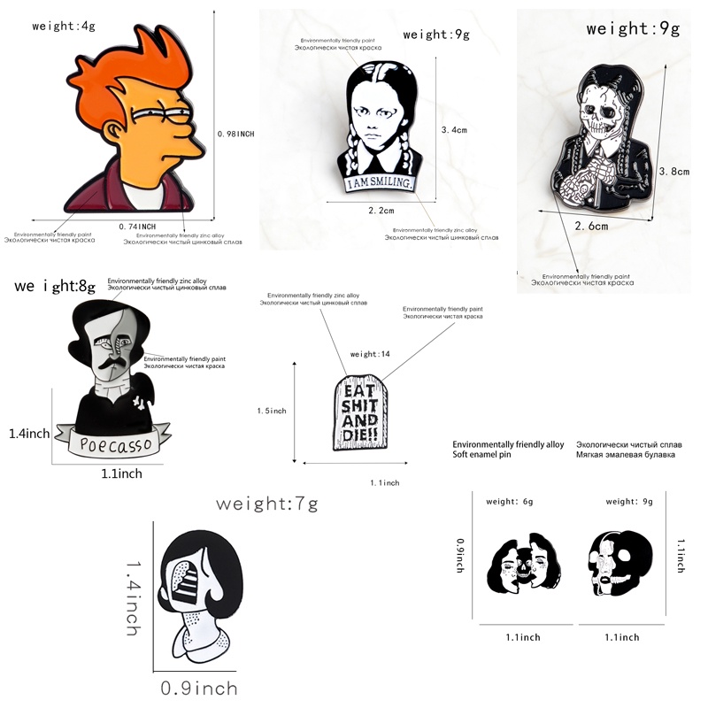 Huy Hiệu Cài Áo Hình Chữ Edgar Allan Poe Độc Đáo