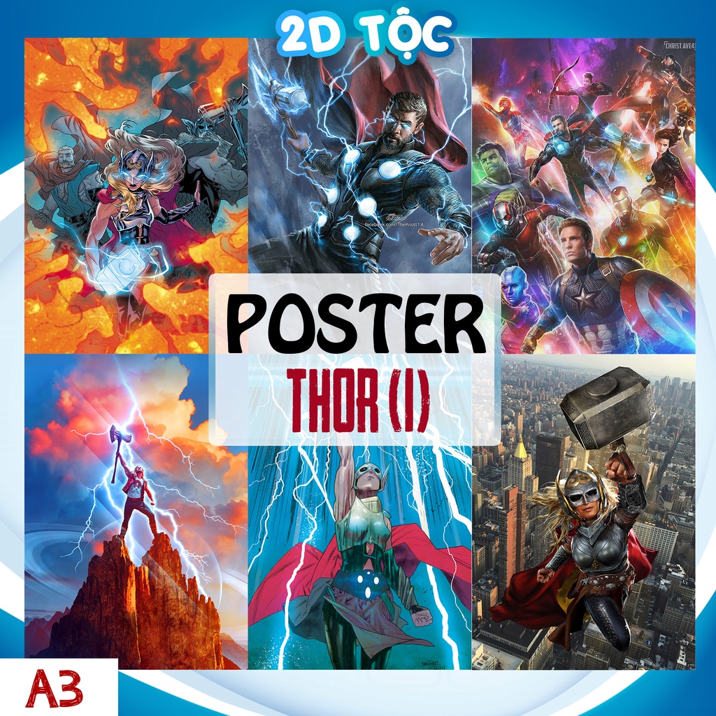 TRANH POSTER A3 THOR MARVEL (1) CHẤT LIỆU GIẤY CAO CẤP – TRANH POSTER DÁN TƯỜNG TREO TƯỜNG 2D TỘC SHOP