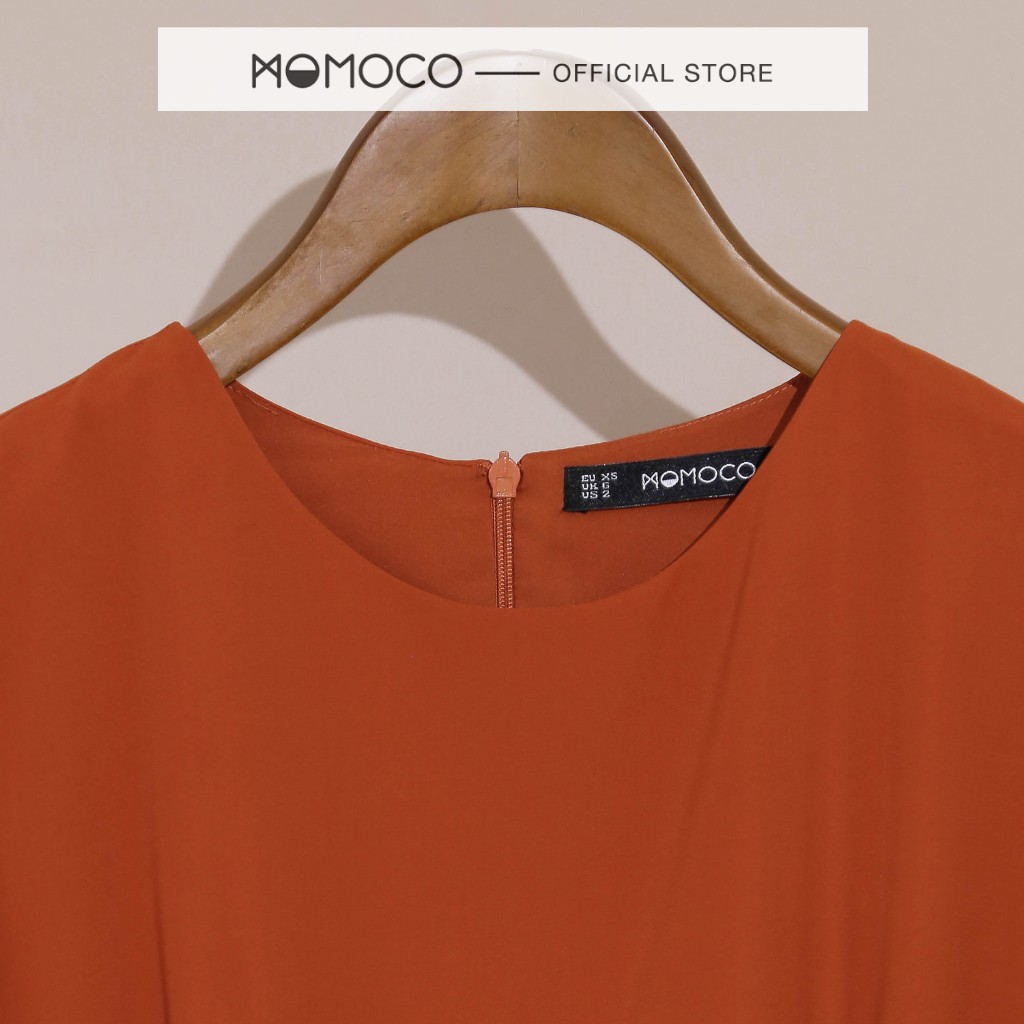 Đầm Công Sở Dáng Xòe MOMOCO Cổ Tròn Tay Cộc Nhún Tay Chất Vải Trượt Ít Nhăn M2862