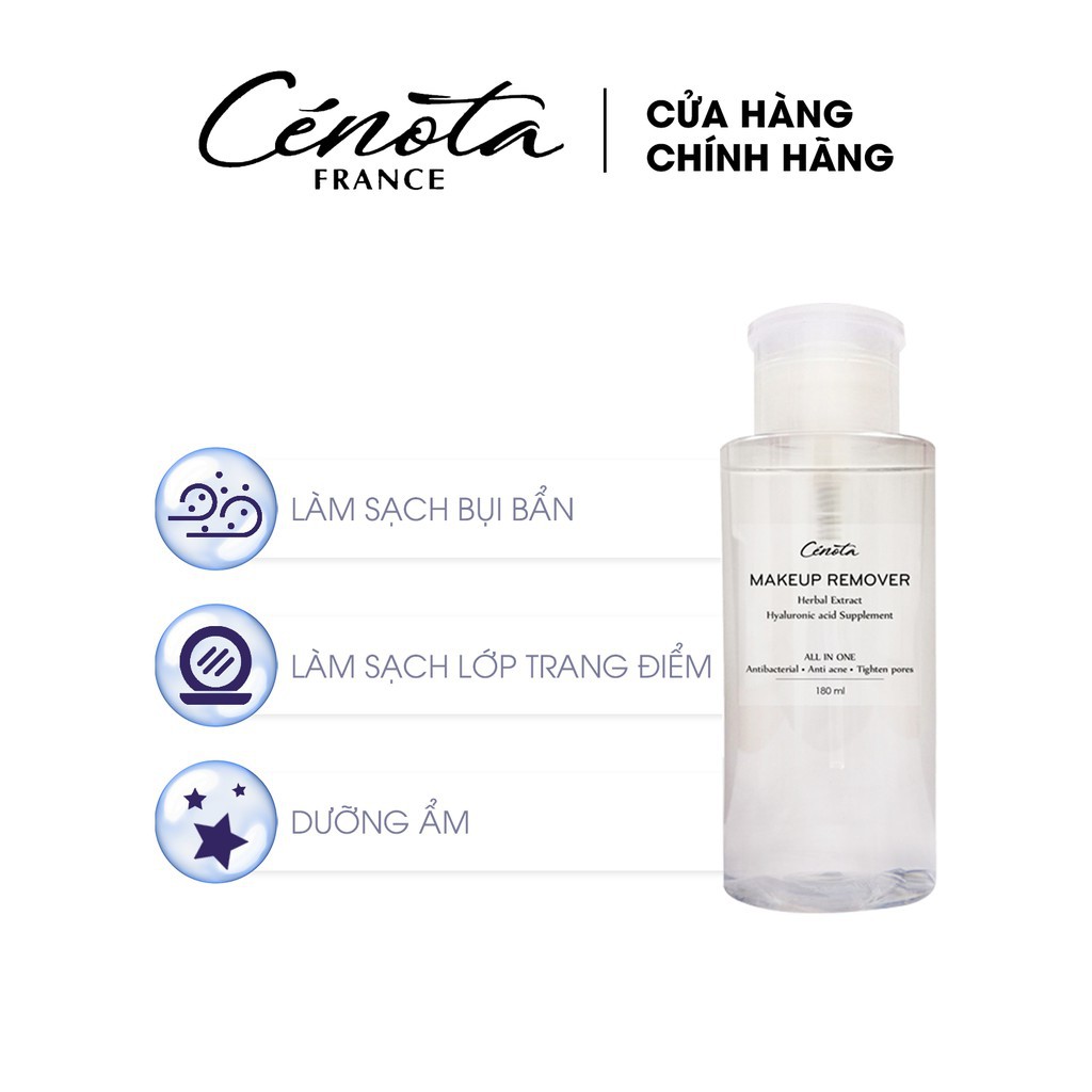 Nước tẩy trang dưỡng ẩm mềm mịn Cénota Makeup Remover, nước tẩy trang làm sạch bụi bẩn