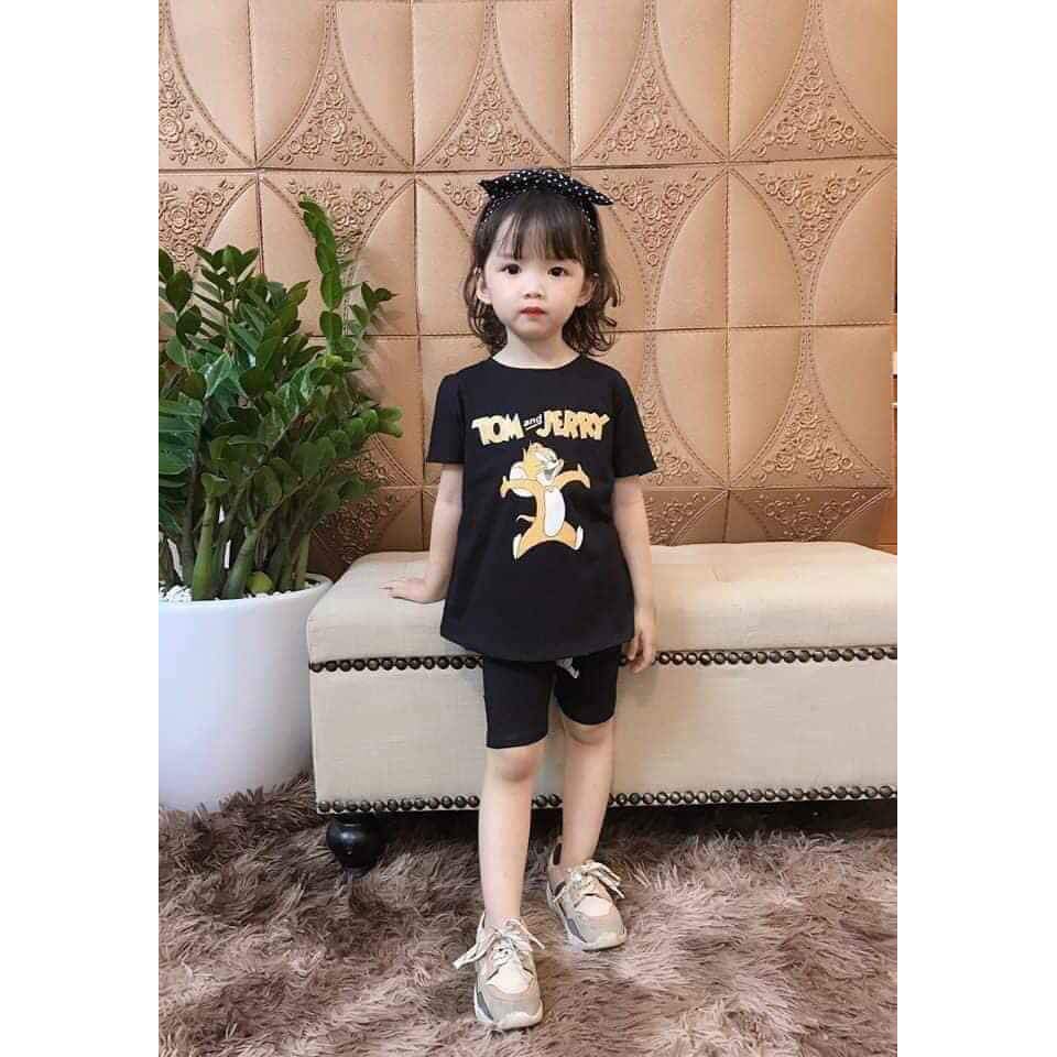 A96 - Bộ Cộc Tay Quần Ngố Chất Cotton 4 chiều cho bé gái